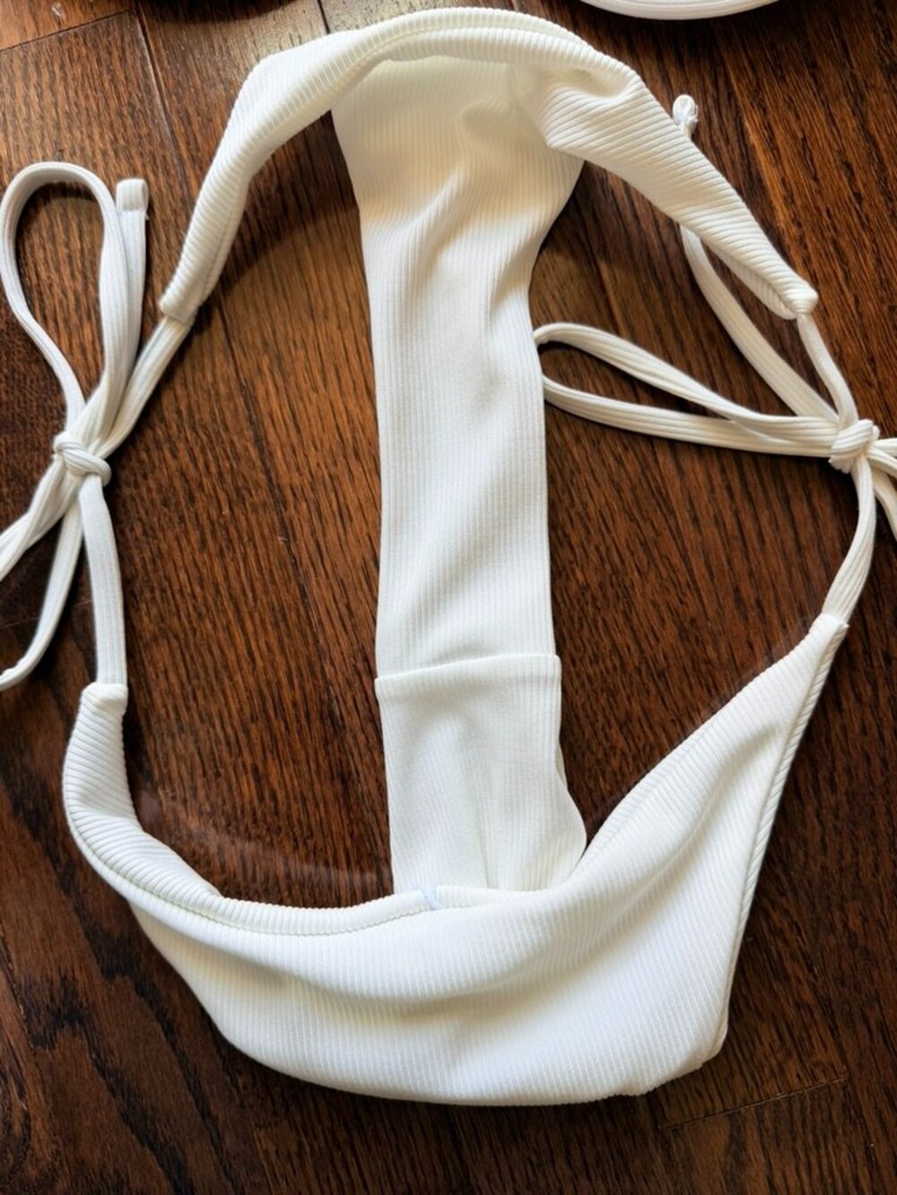 White Ribbed Underwire Bikini Set Small - Picture 4 of 5